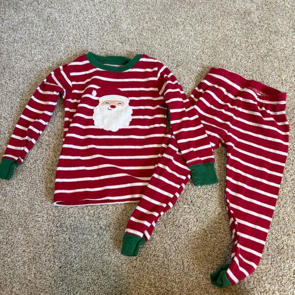Carter’s Christmas pjs baby Santa Toddler Size 2T Red White - Picture 2 of 7